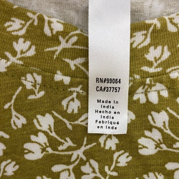 RVCA Olive Green Floral Babydoll Mini Dress Cottagecore Boho Festival Size Large - Picture 5 of 11